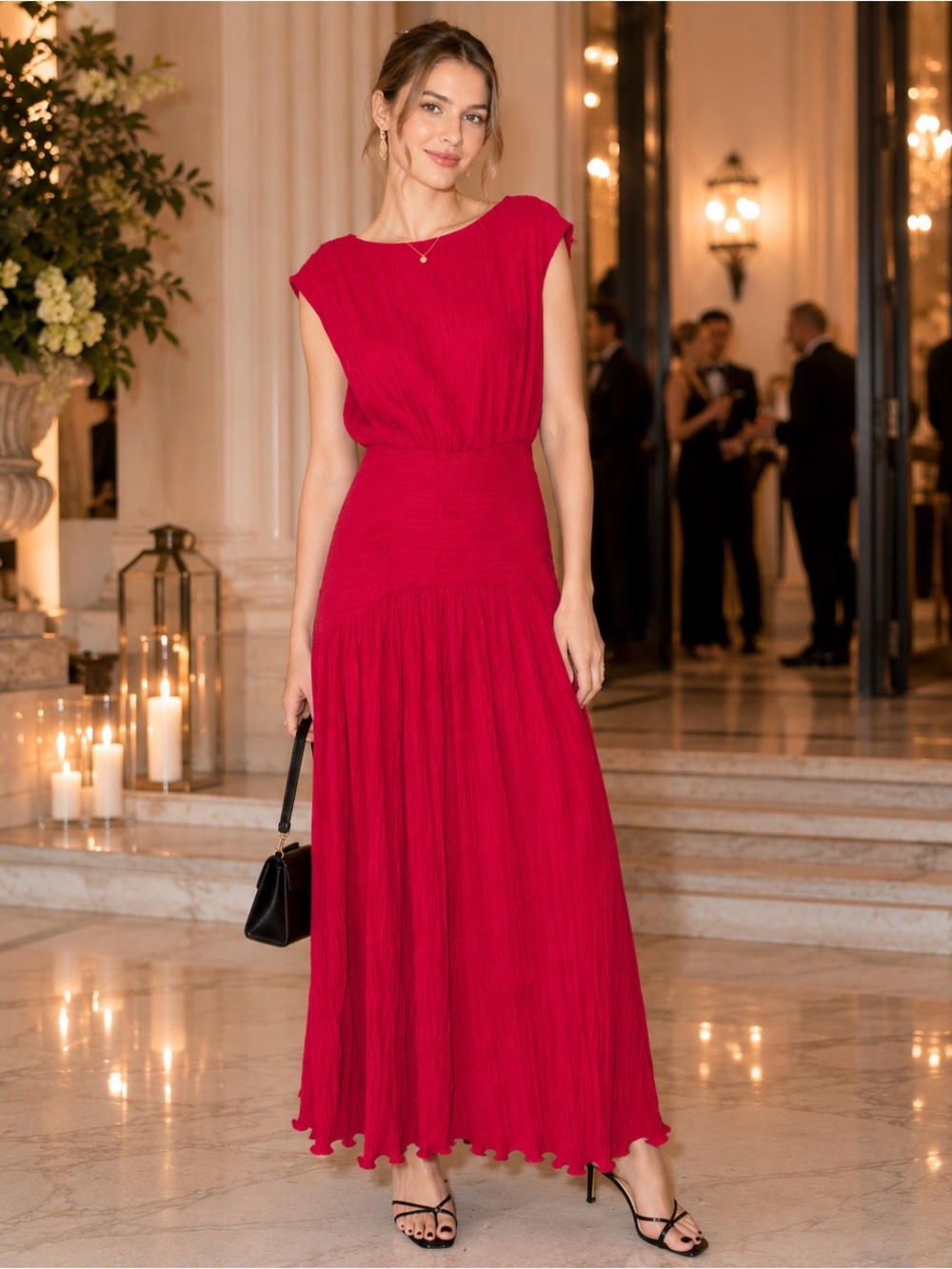 Ever New Fuchsia Pleated Maxi Dress